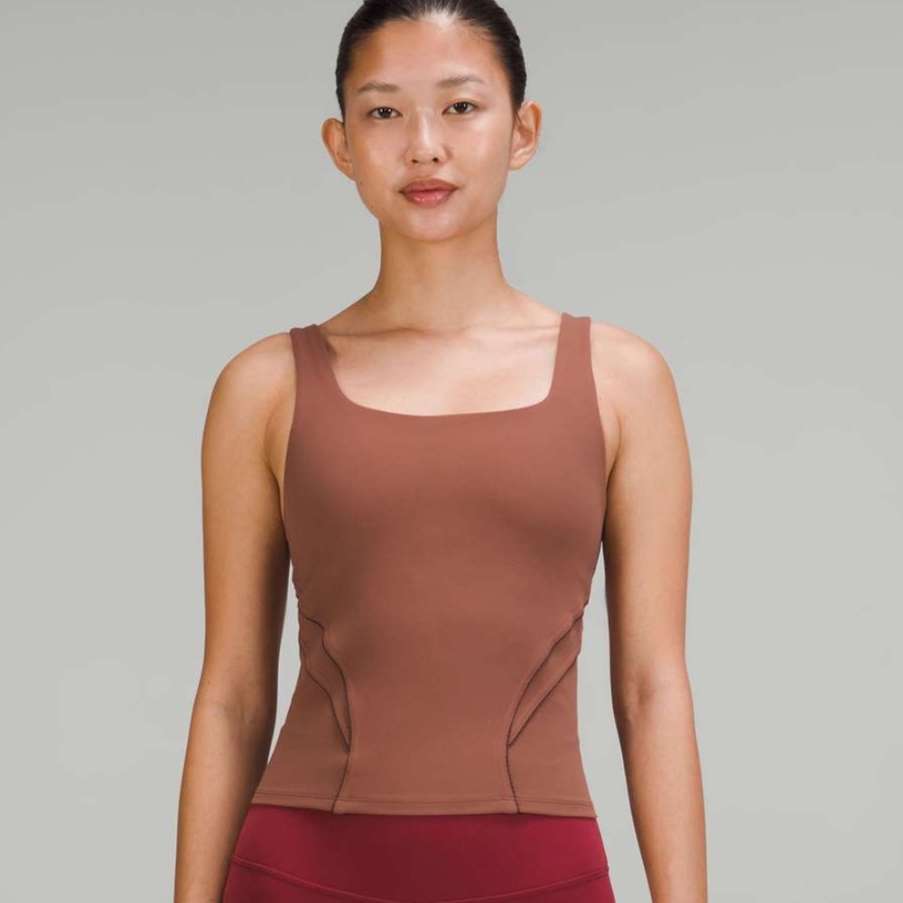 Lululemon Nulu and Mesh-Back Shelf-Bra Yoga Tank Top Ancient Copper Sz 2